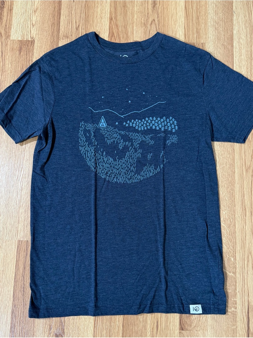 tentree Men's Heather Navy Graphic Tee - Night Mountain Print